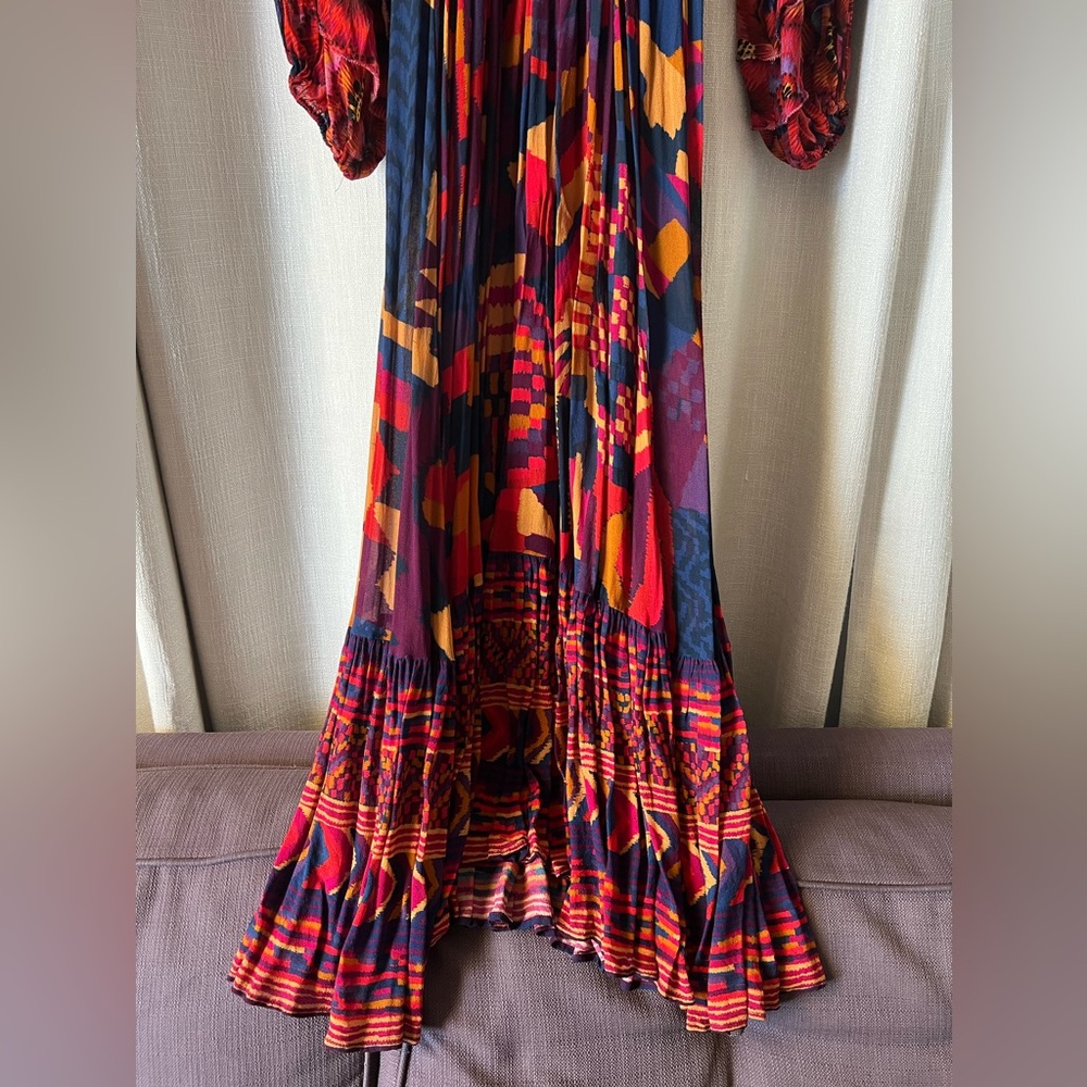 FARM Rio Red Blue Abstract Patches Maxi Dress - Picture 12 of 12